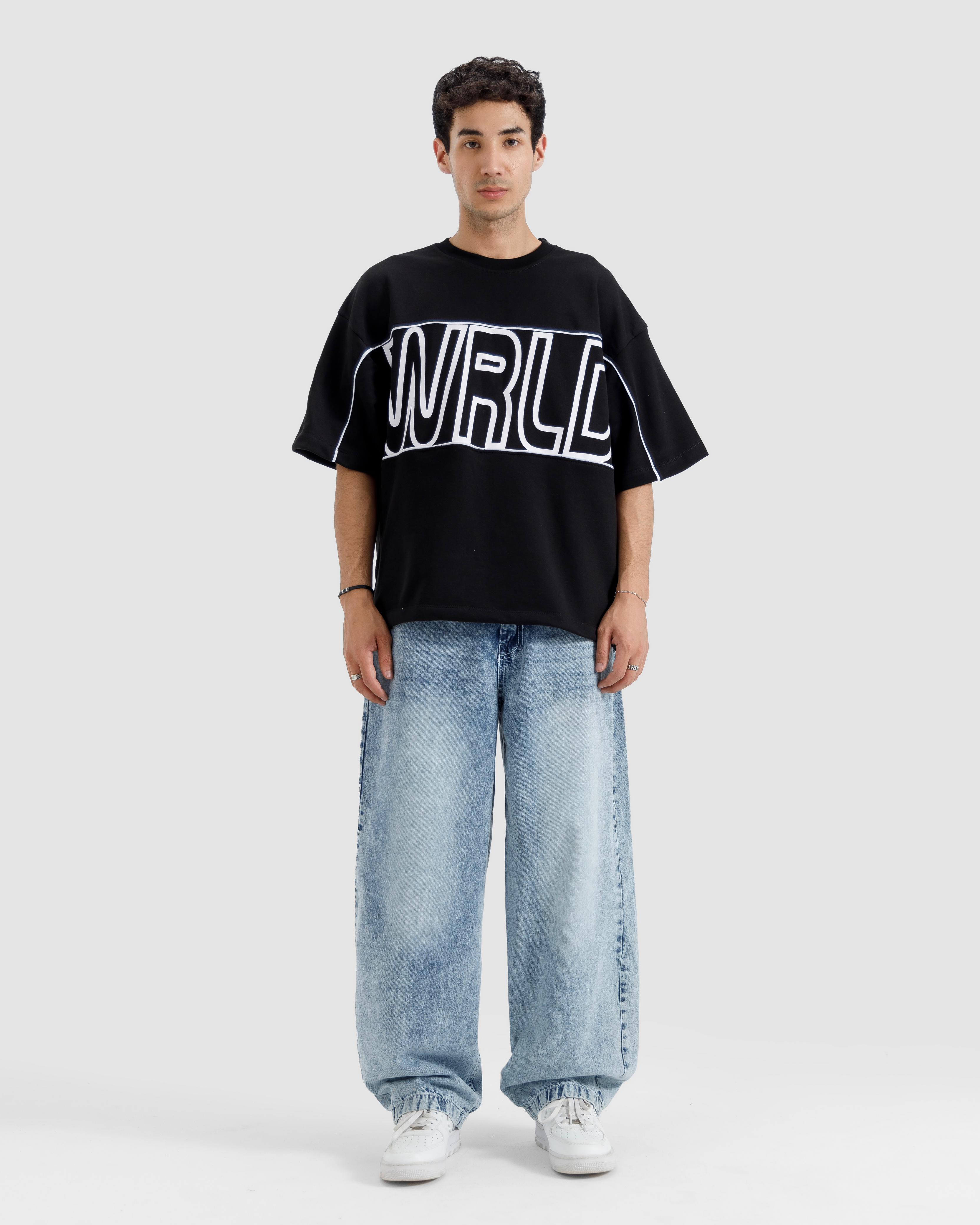 Boxy Printed Piping Tshirt