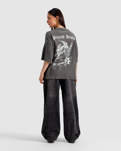 Washed Knit Pierced Hearts Tshirt
