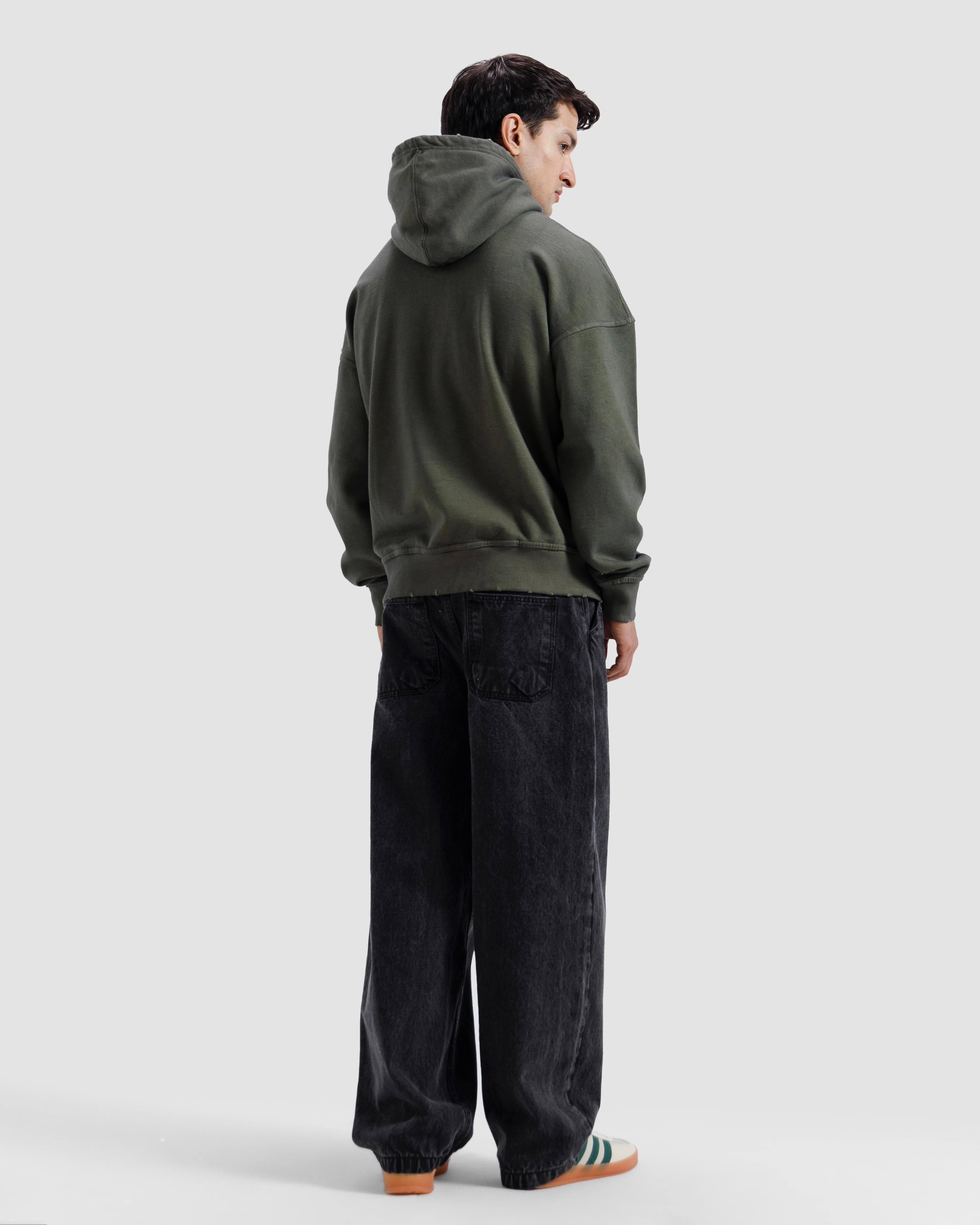 Distressed Washed Print Hoodie