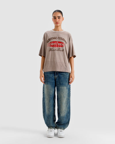 Washed Print Knit Tshirt