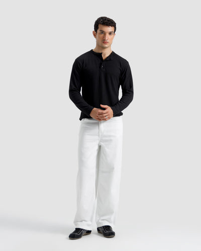 Waffle-Knit Henley Tshirt