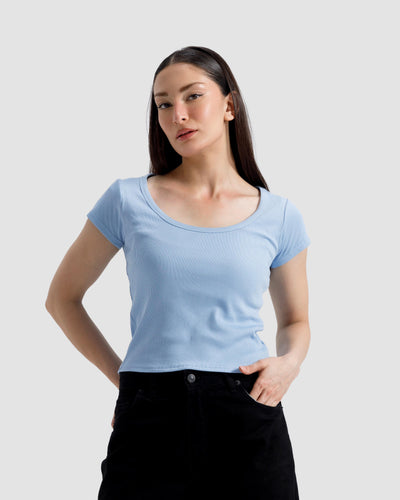 Scoop Neck Rib Tshirt