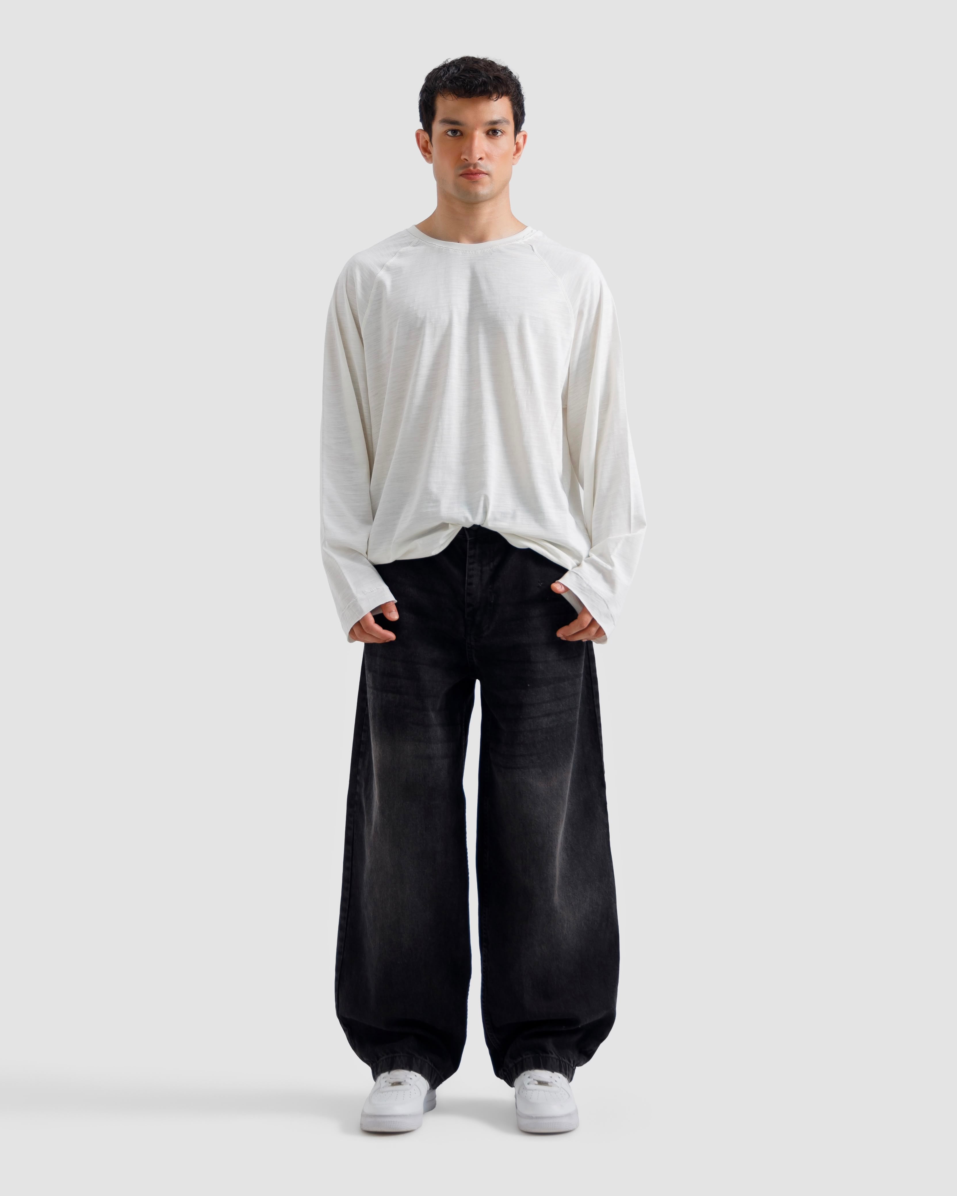 Washed Slub Textured Raglan T-Shirt