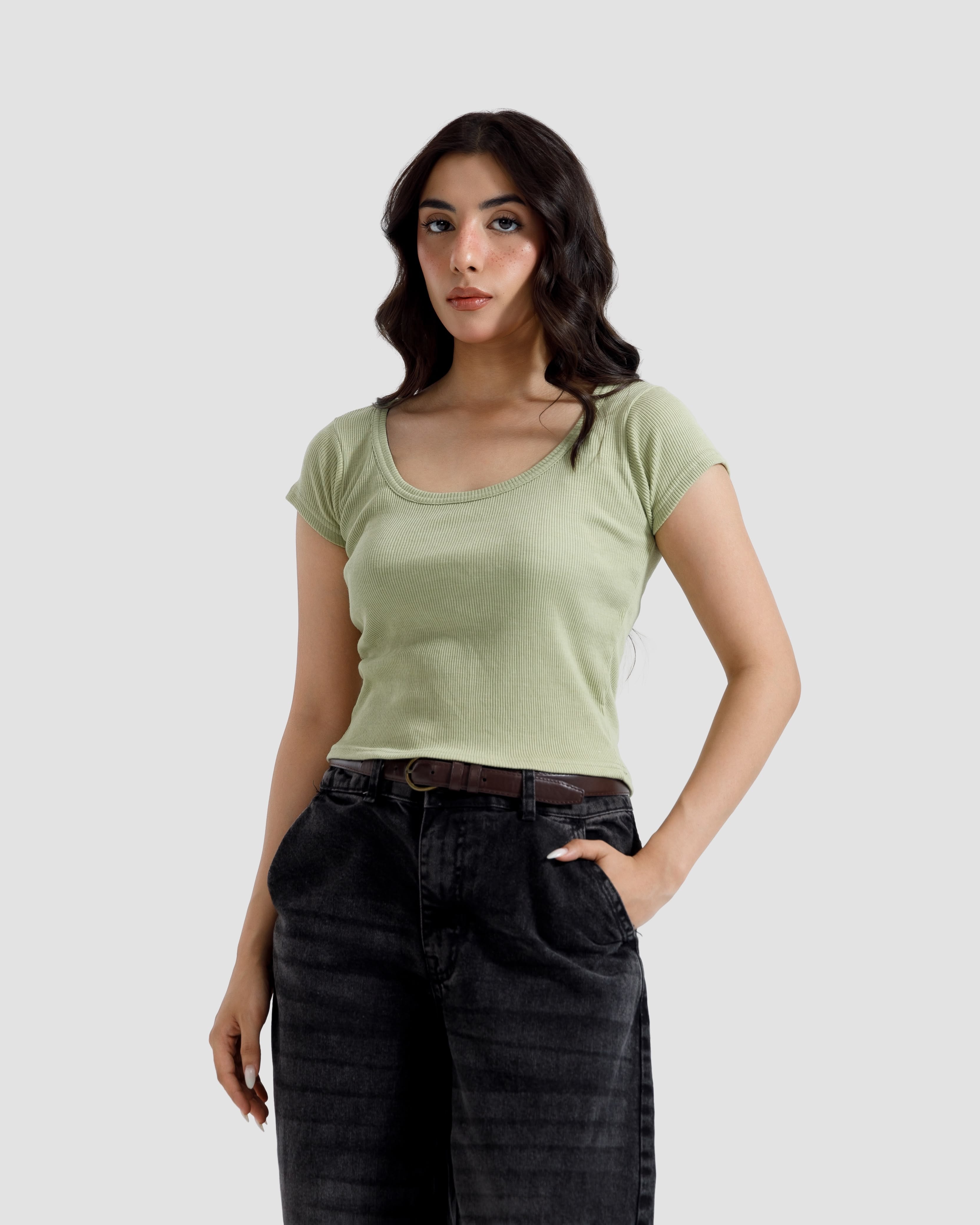 Scoop Neck Rib Tshirt