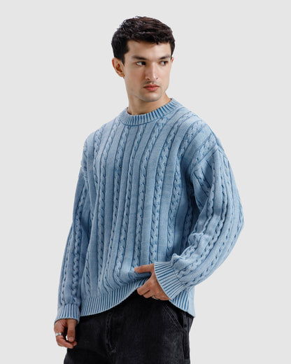 Washed Cable Knit Sweater