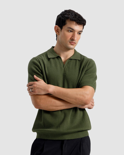 Textured Knit Polo