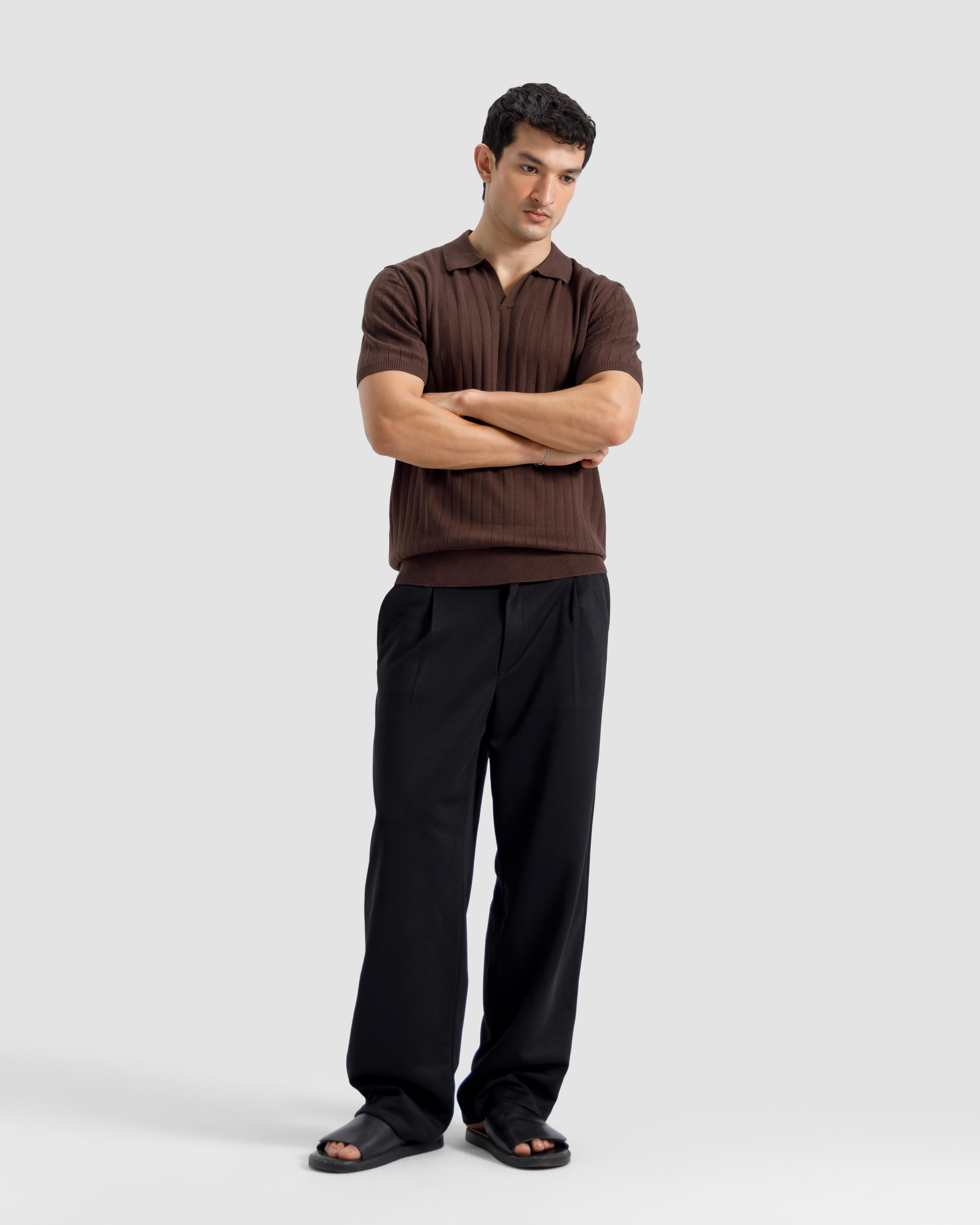 Vertical Textured Knit Polo