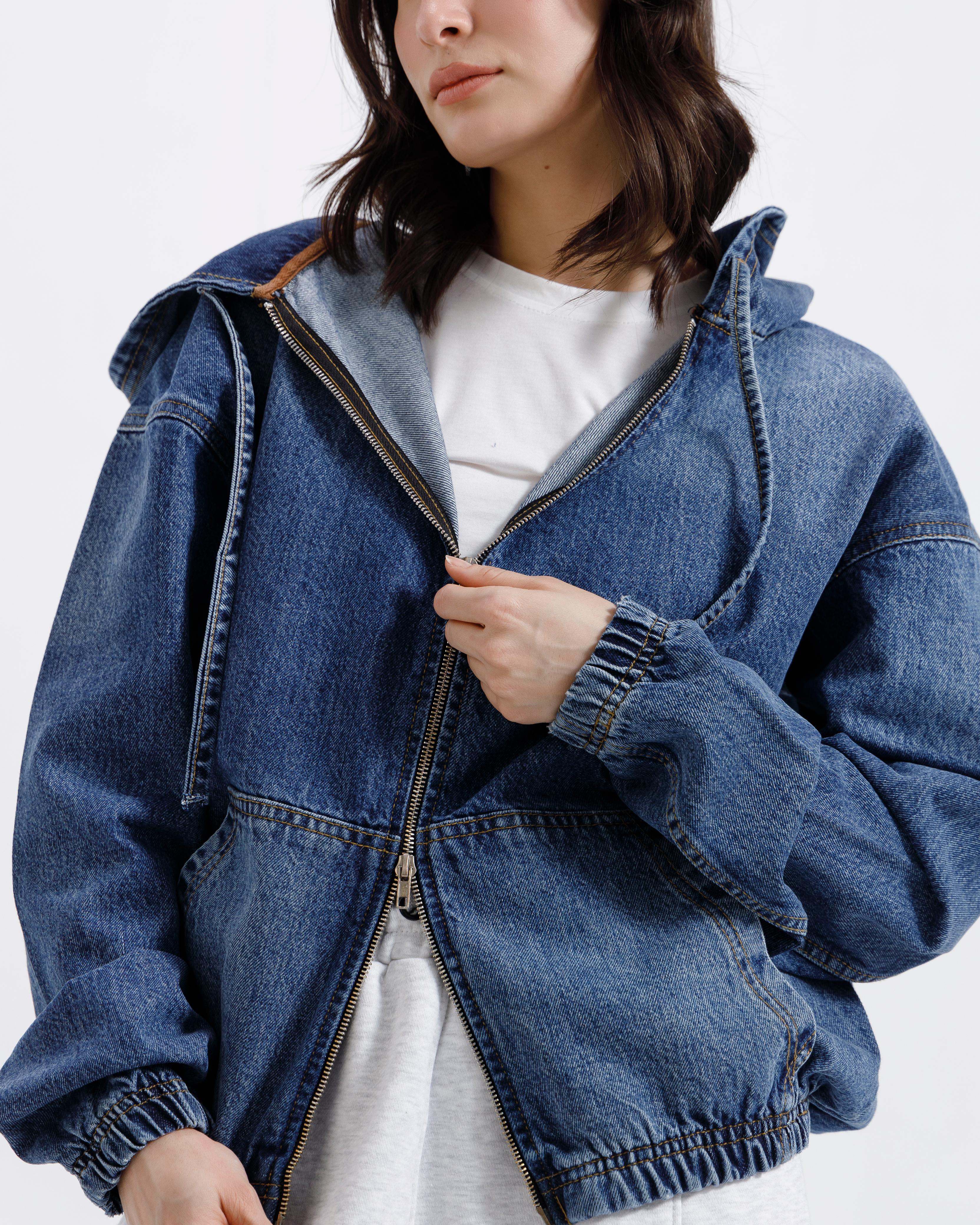 Washed Hooded Denim Jacket