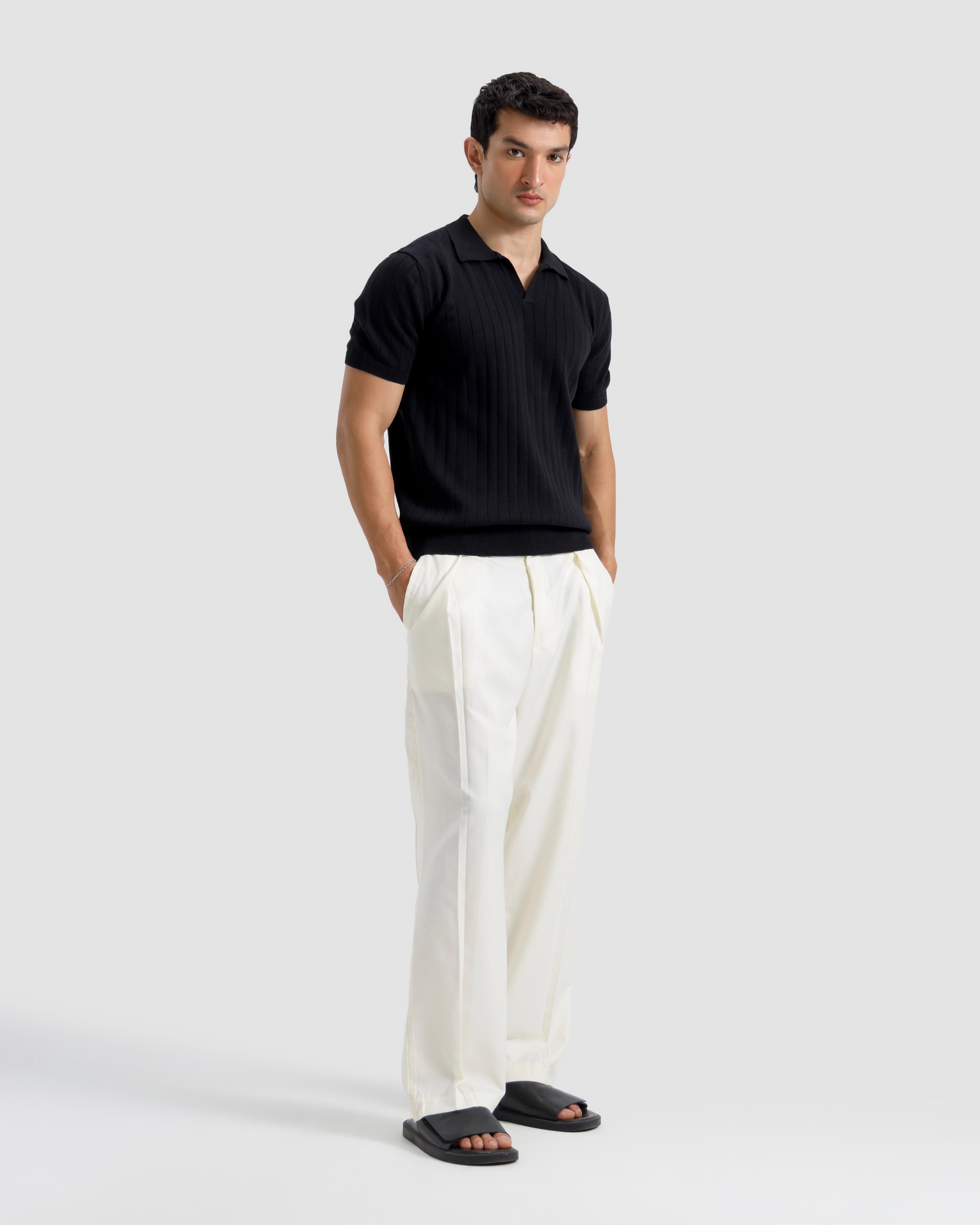 Vertical Textured Knit Polo