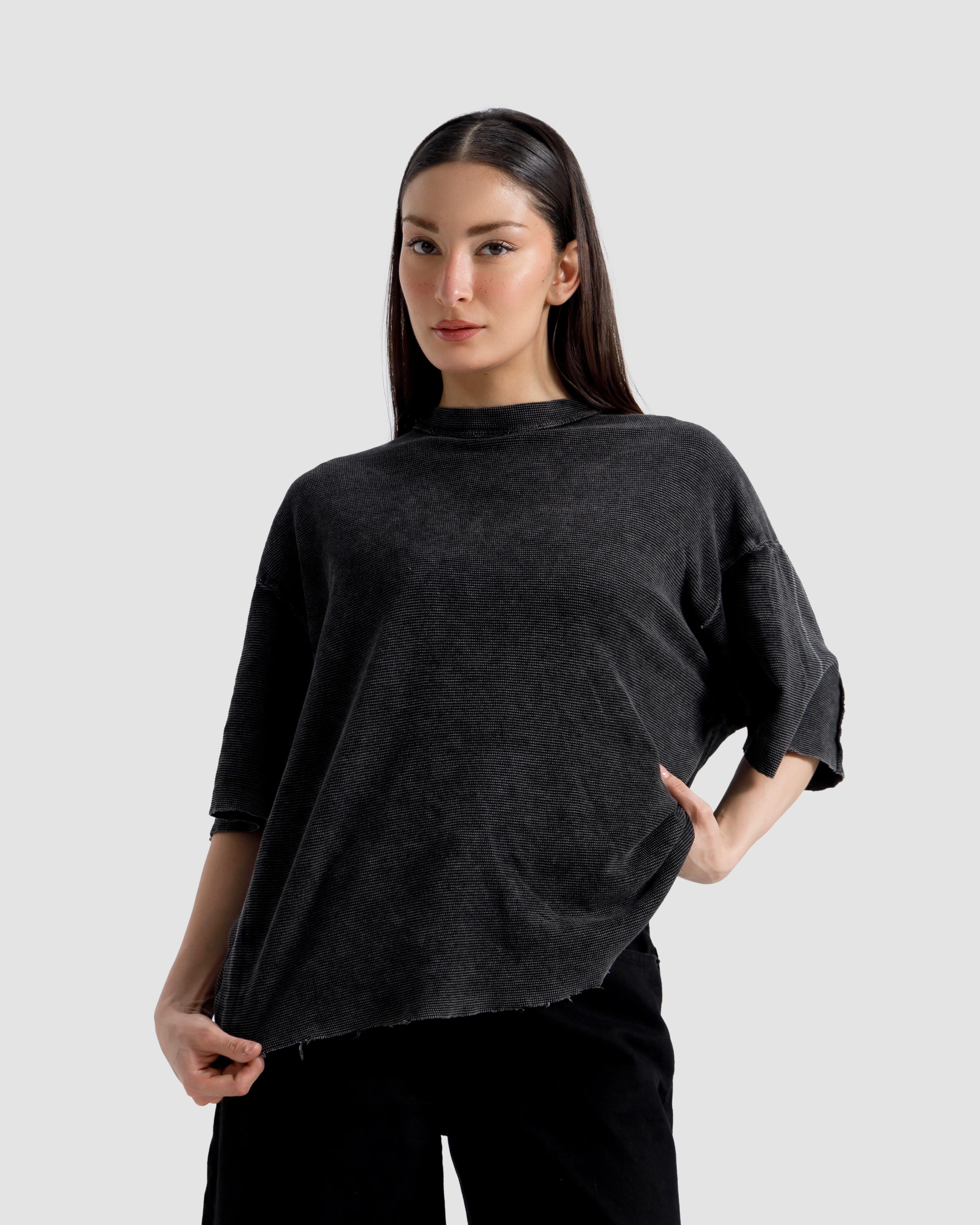 Washed Knit Shoulder Detail Essential Tshirt
