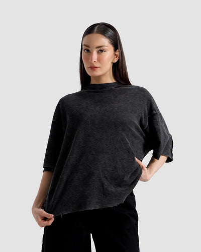 Washed Knit Shoulder Detail Essential Tshirt