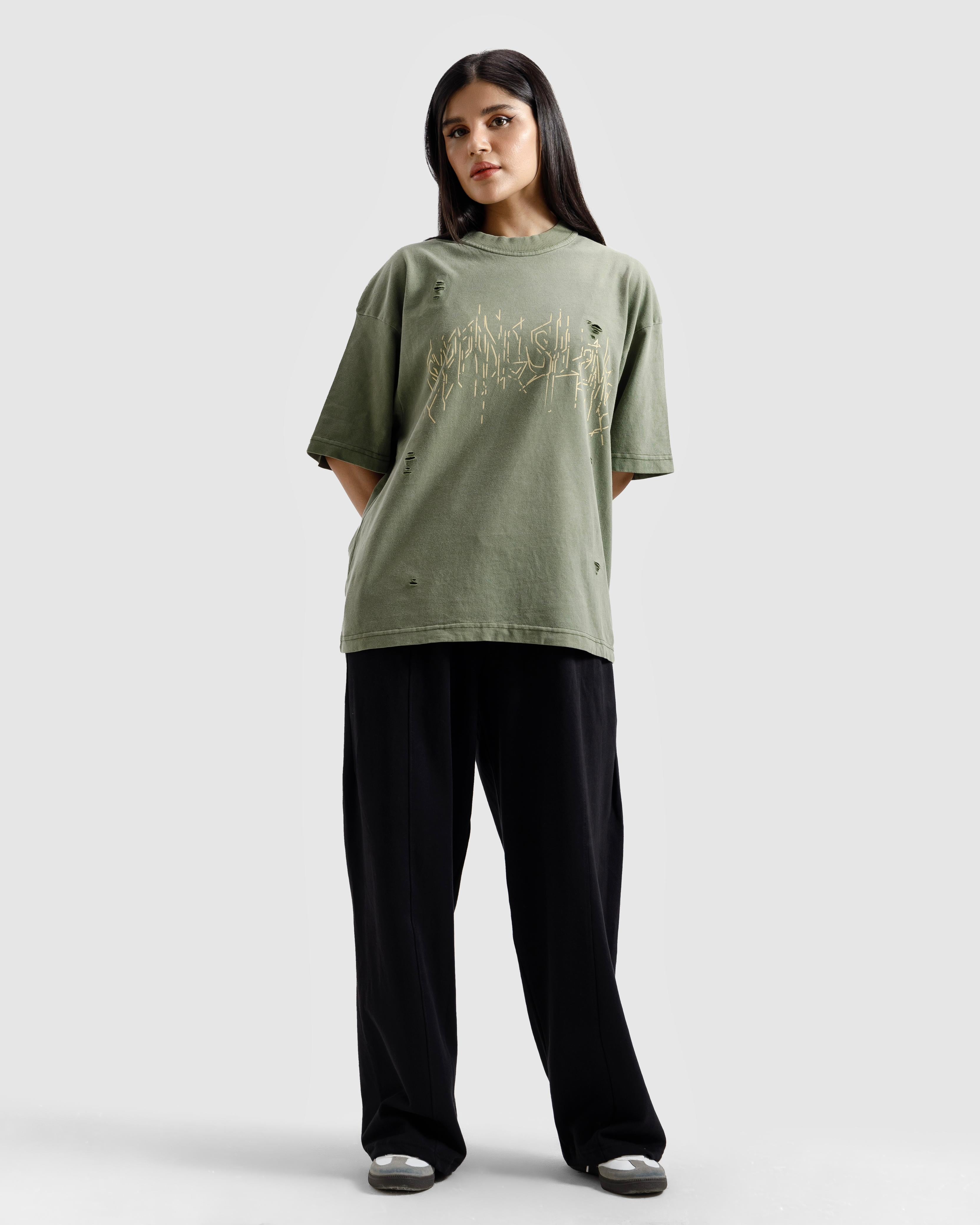 Distressed Washed Print Tee