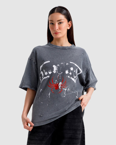 Washed Print Knit Tshirt