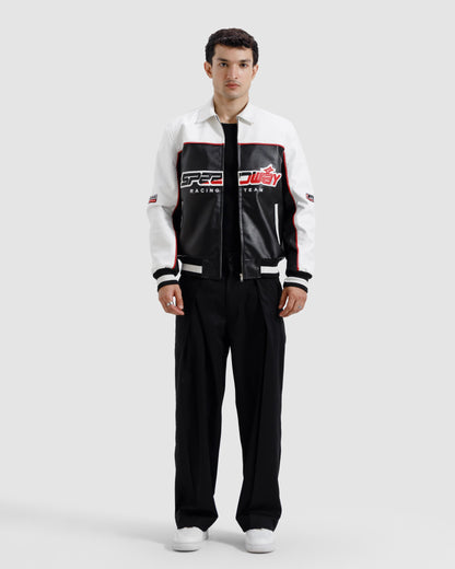 Faux Leather Racer Jacket