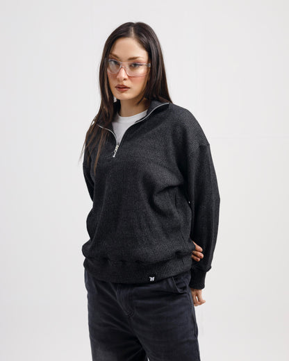 Mock Neck Quarter-Zip Sweater