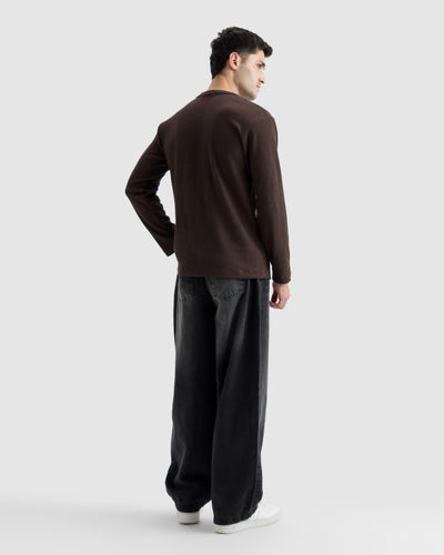 Waffle-Knit Henley Tshirt