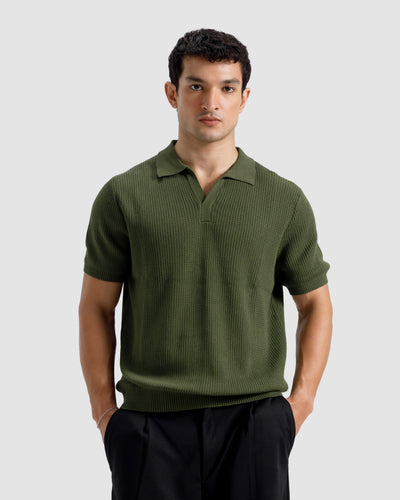 Textured Knit Polo
