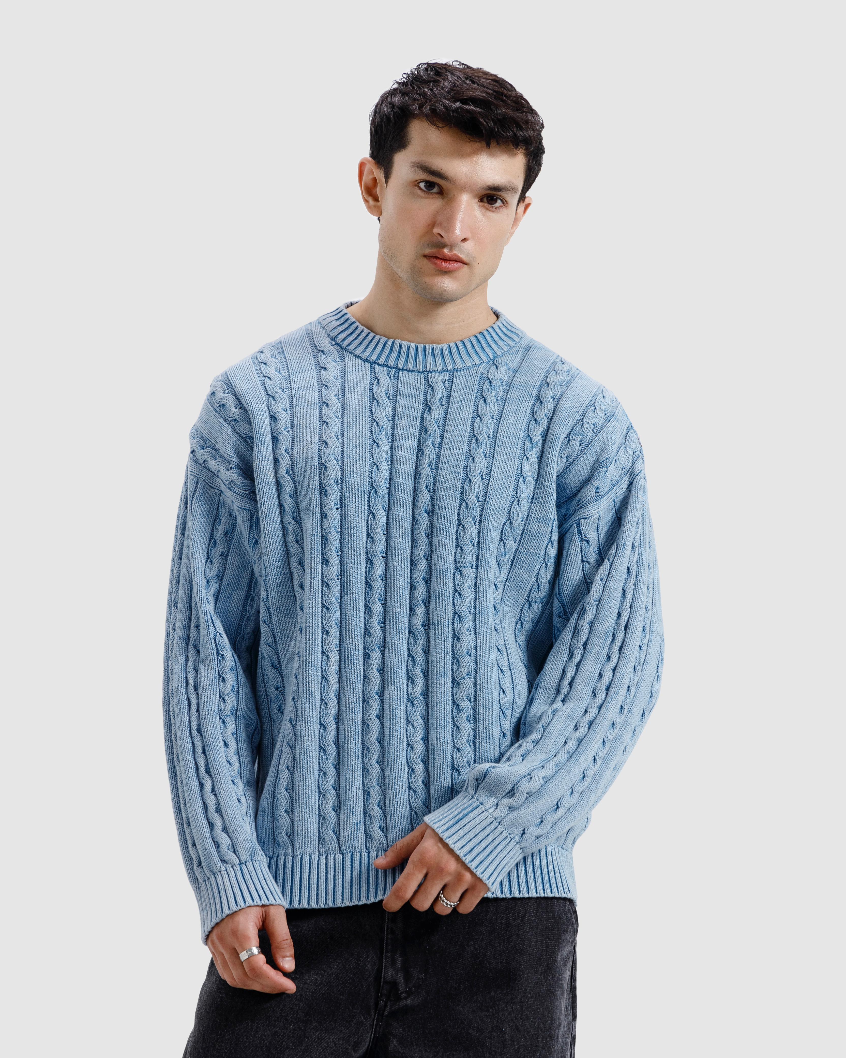 Washed Cable Knit Sweater