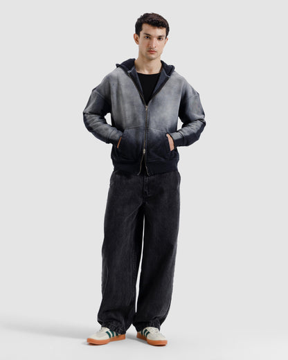 Faded Washed Zipper Hoodie