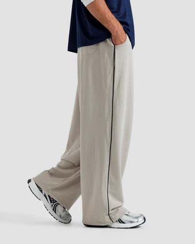 Baggy Fit Trousers With Piping Detail