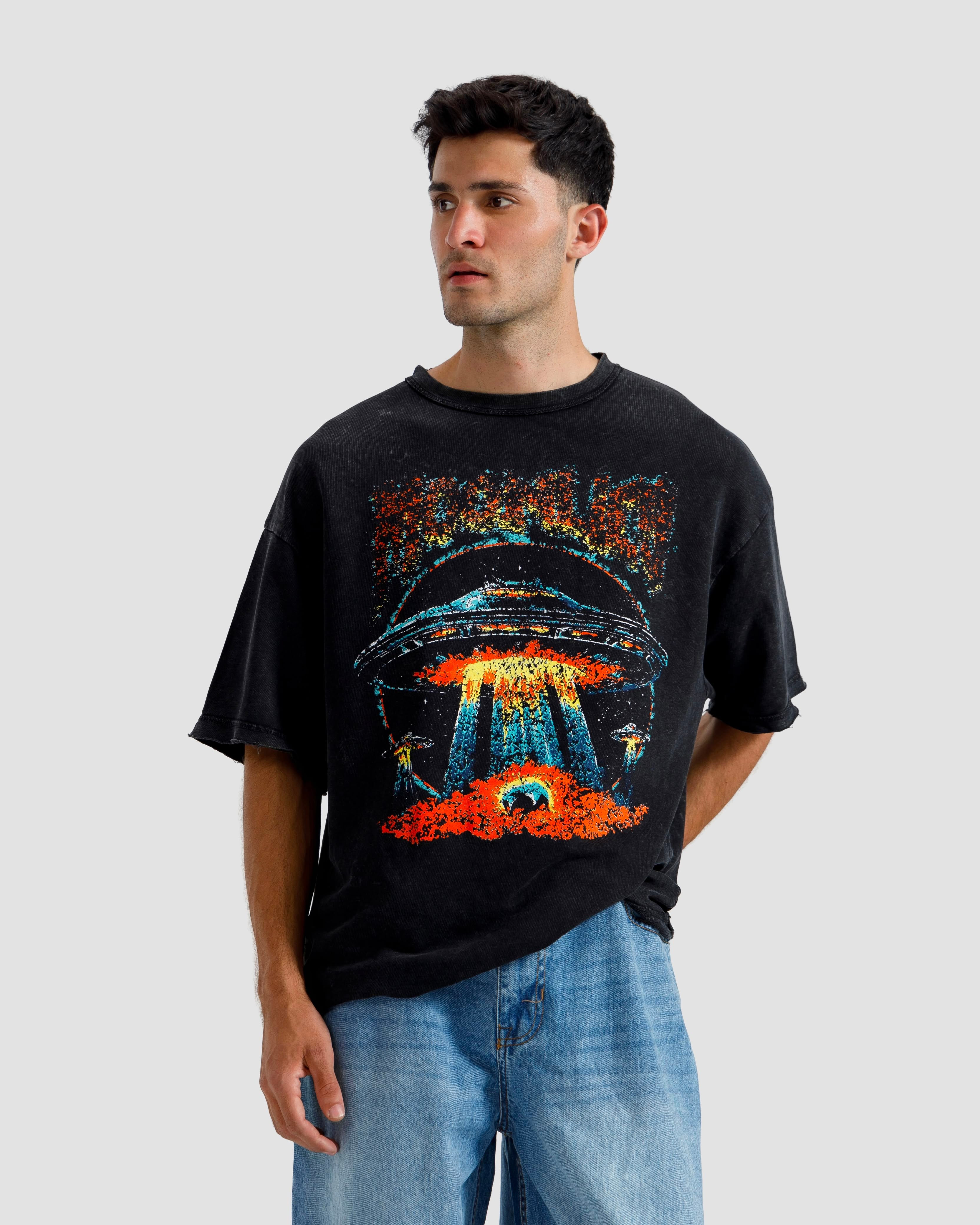 Washed Print Knit Tshirt
