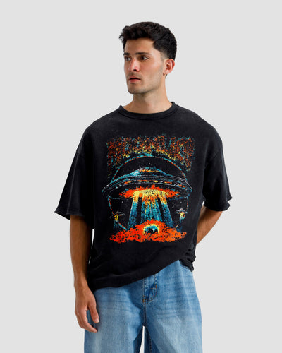 Washed Print Knit Tshirt