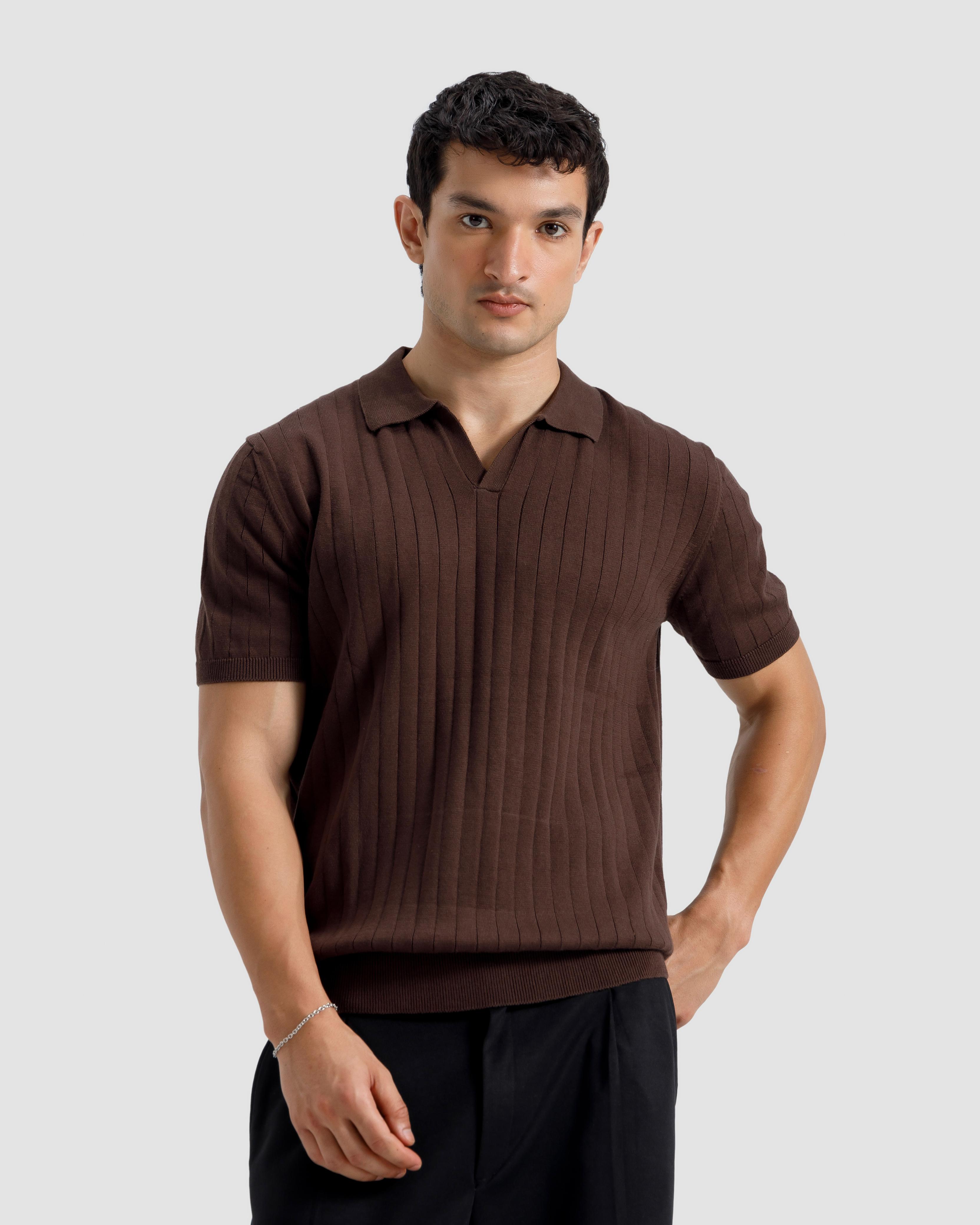 Vertical Textured Knit Polo
