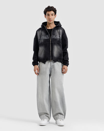 Washed Hooded Denim Jacket