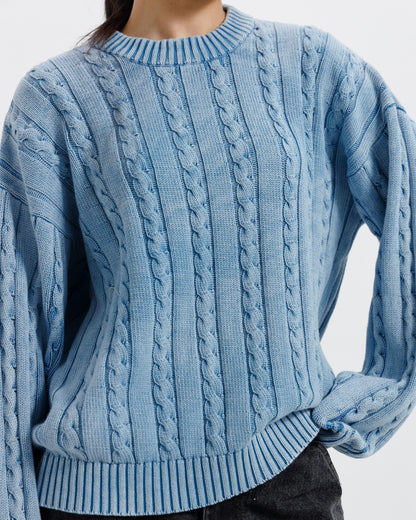 Washed Cable Knit Sweater