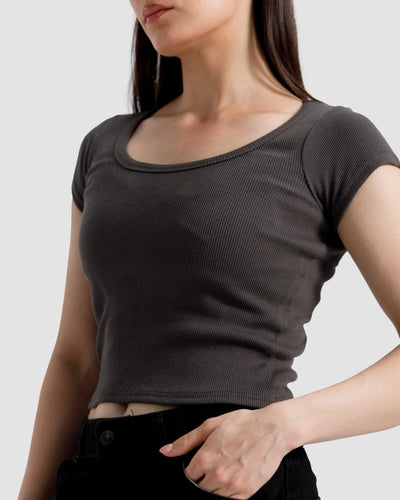 Scoop Neck Rib Tshirt