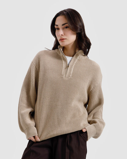 Knitted Quarter-Zip Sweater