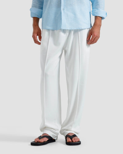 Straight Fit Interlock Pleated Trousers