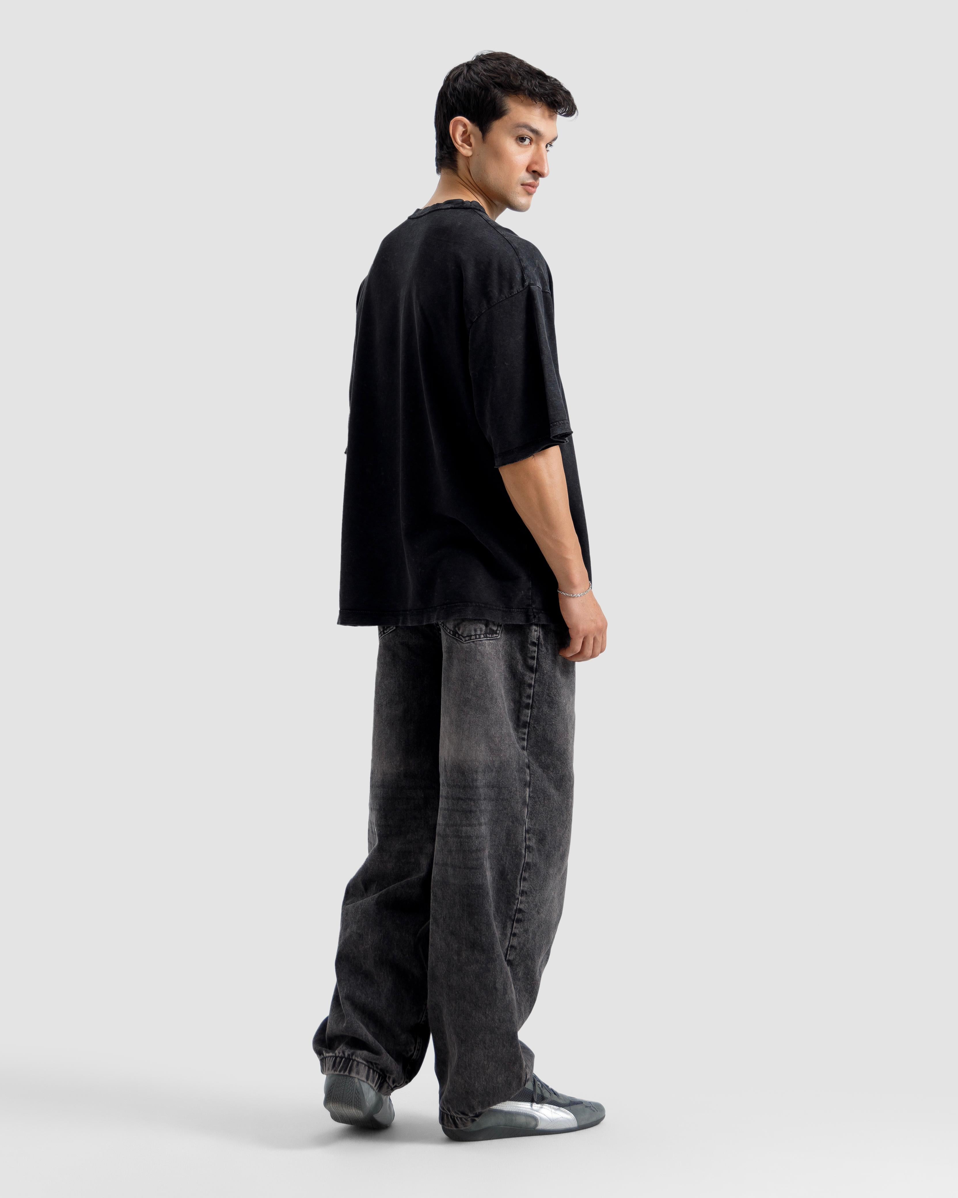 Washed Print Knit Tshirt