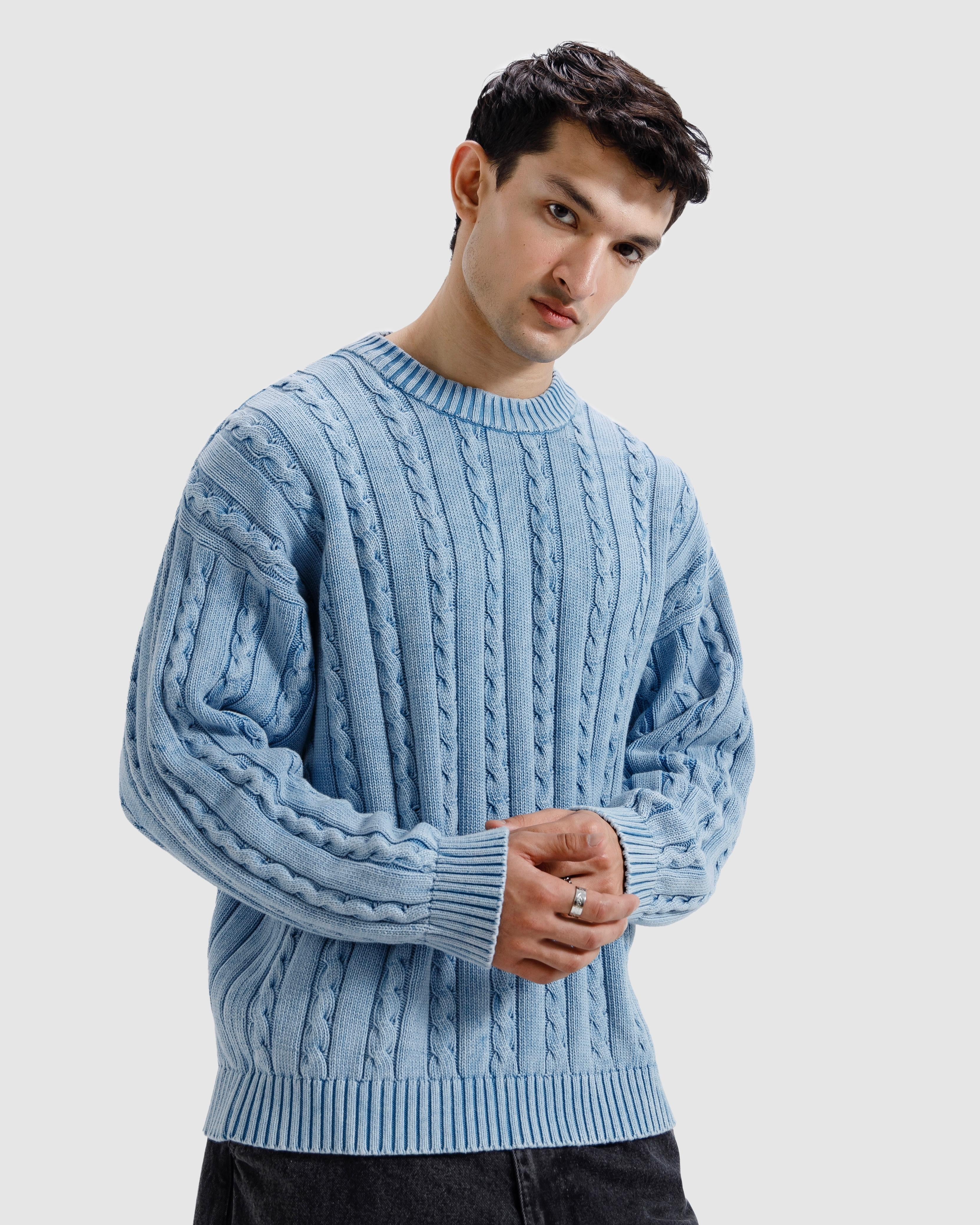Washed Cable Knit Sweater