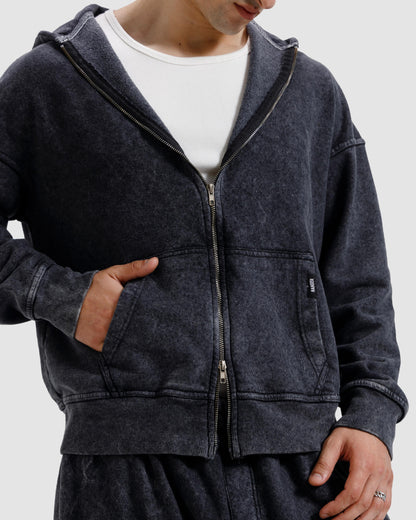 Washed Zipper Hoodie