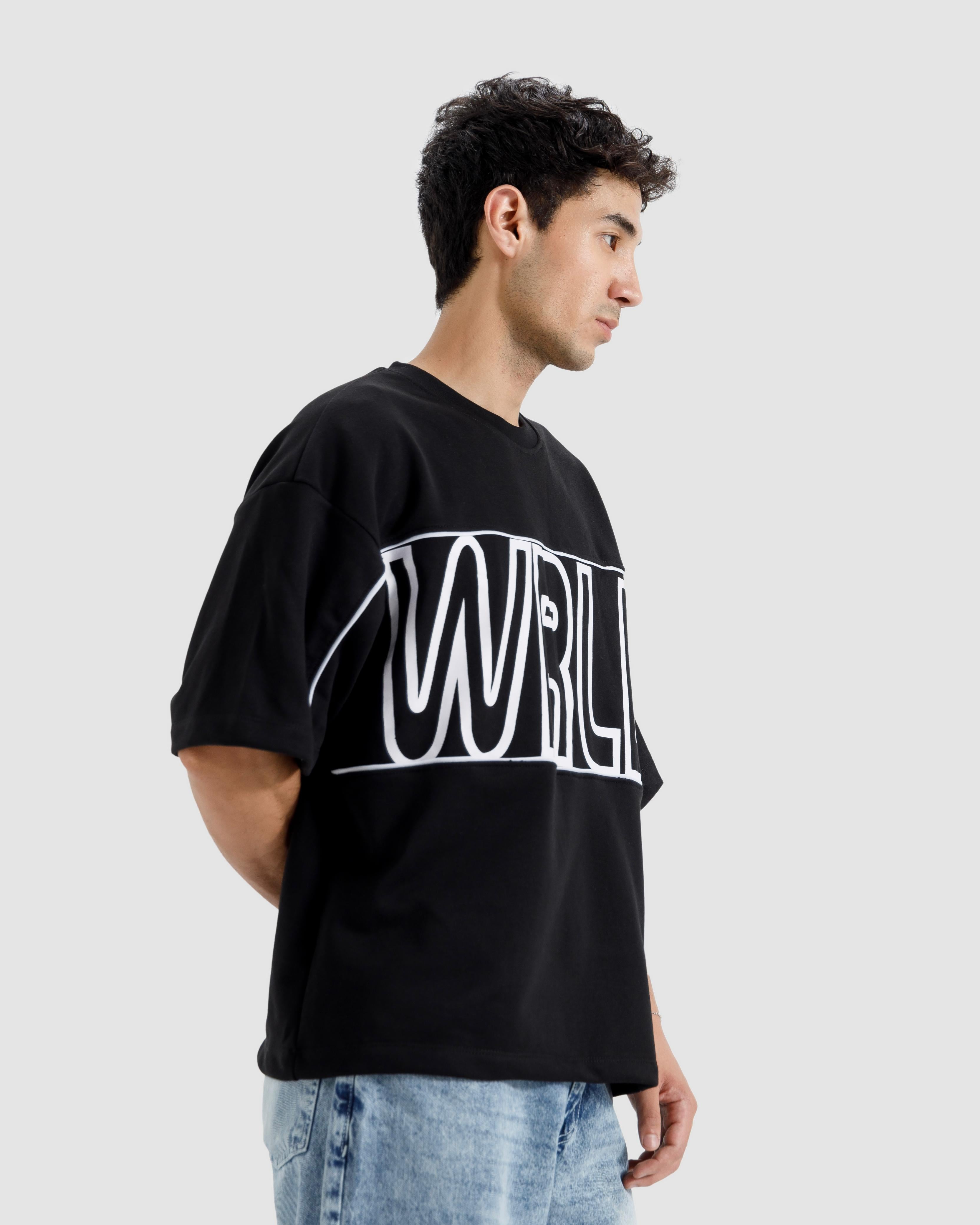 Boxy Printed Piping Tshirt