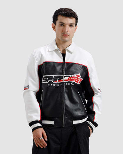 Faux Leather Racer Jacket