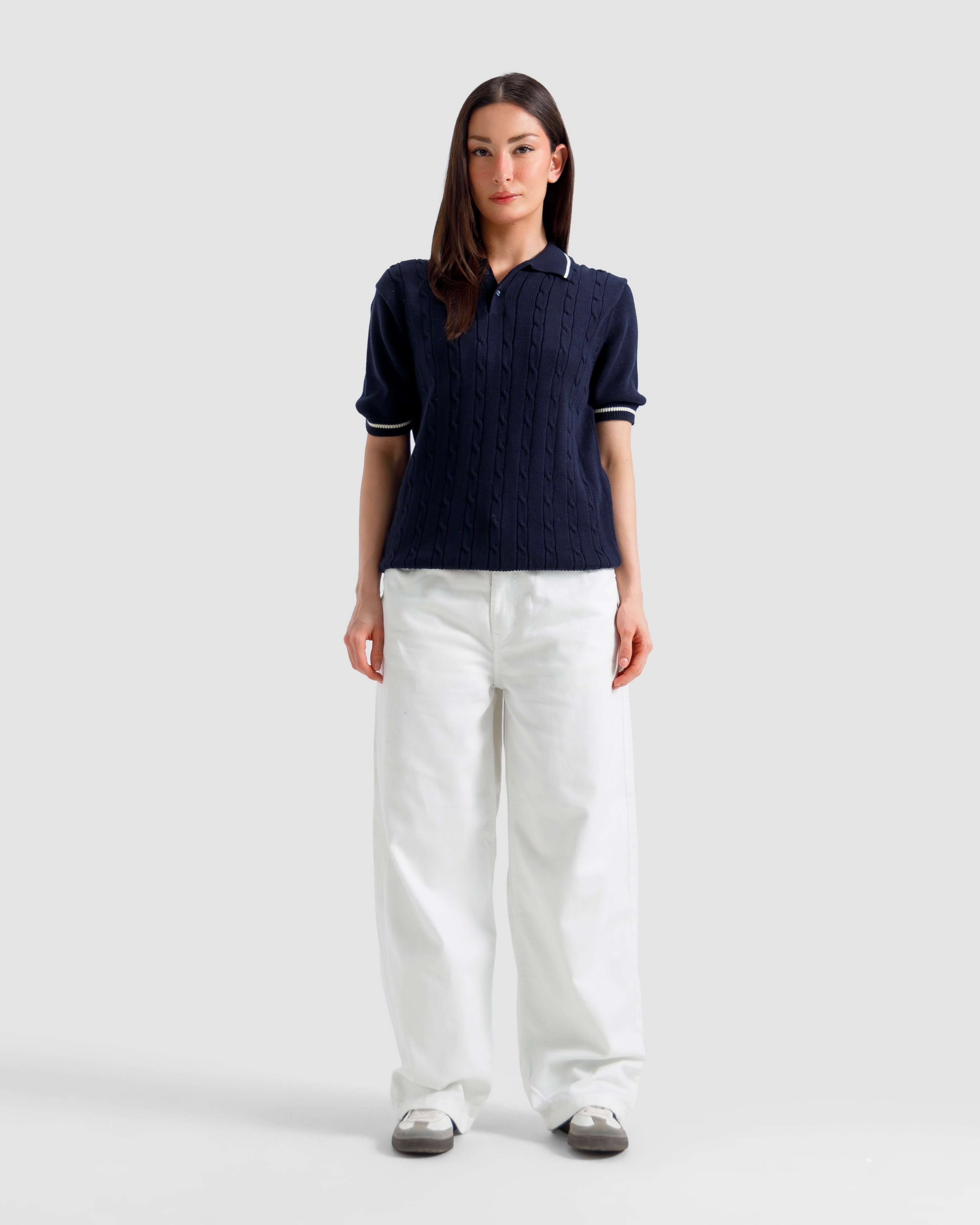 Cable Knit Polo