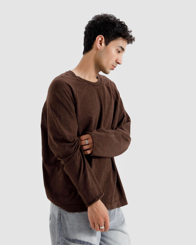 Washed Slub Textured Raglan Tshirt