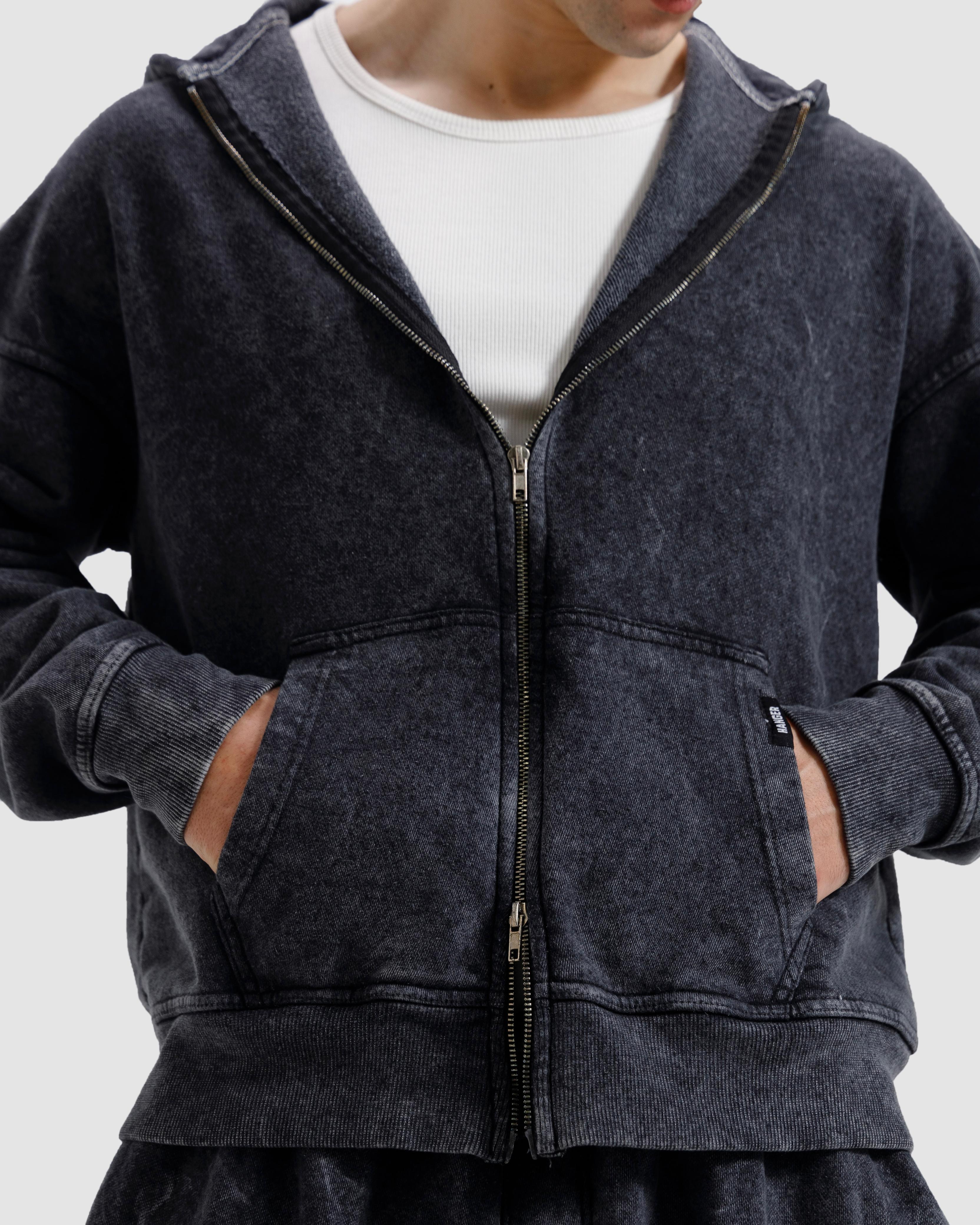 Washed Zipper Hoodie
