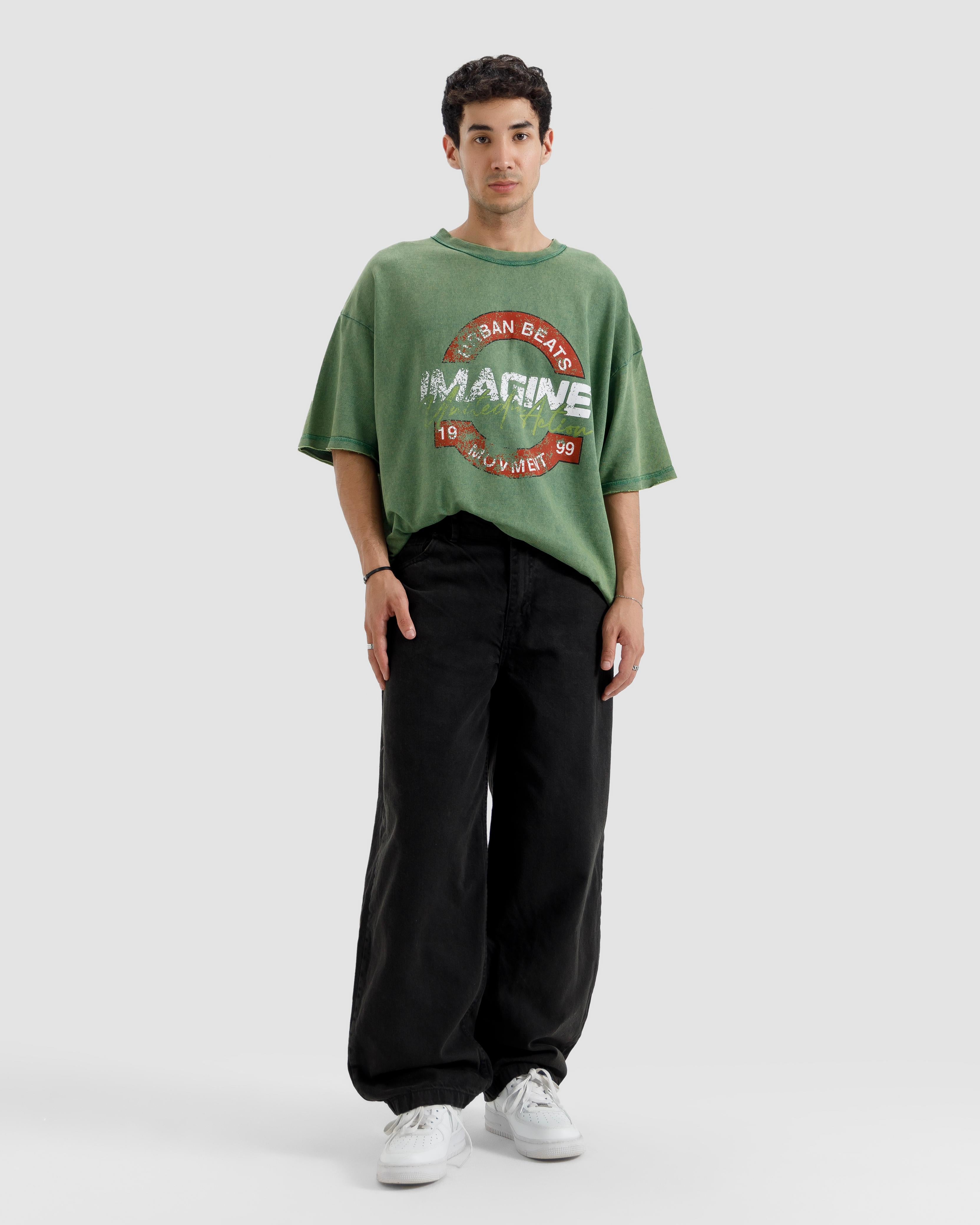 Washed Print Knit Tshirt