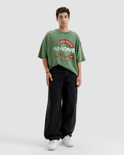 Washed Print Knit Tshirt