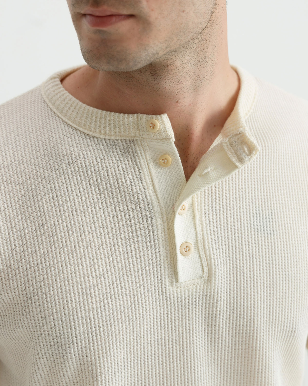 Waffle-Knit Henley Tshirt