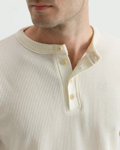 Waffle-Knit Henley Tshirt