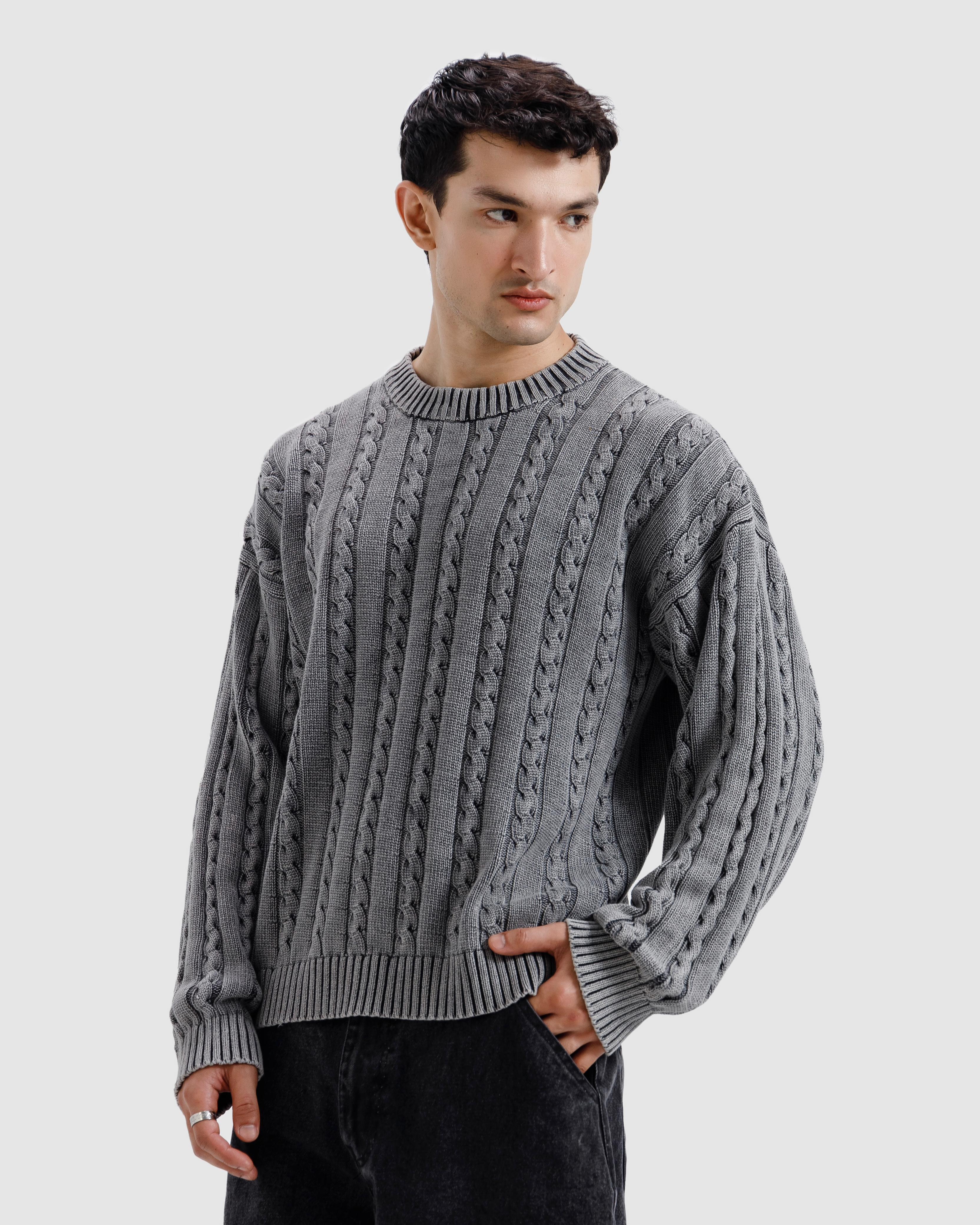 Washed Cable Knit Sweater