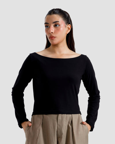 Boat-Neck Full Sleeves Tshirt