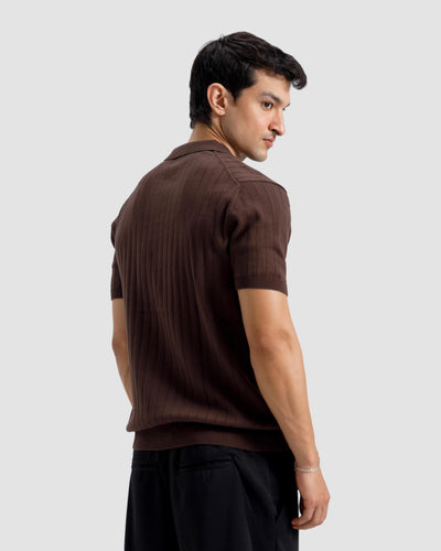 Vertical Textured Knit Polo