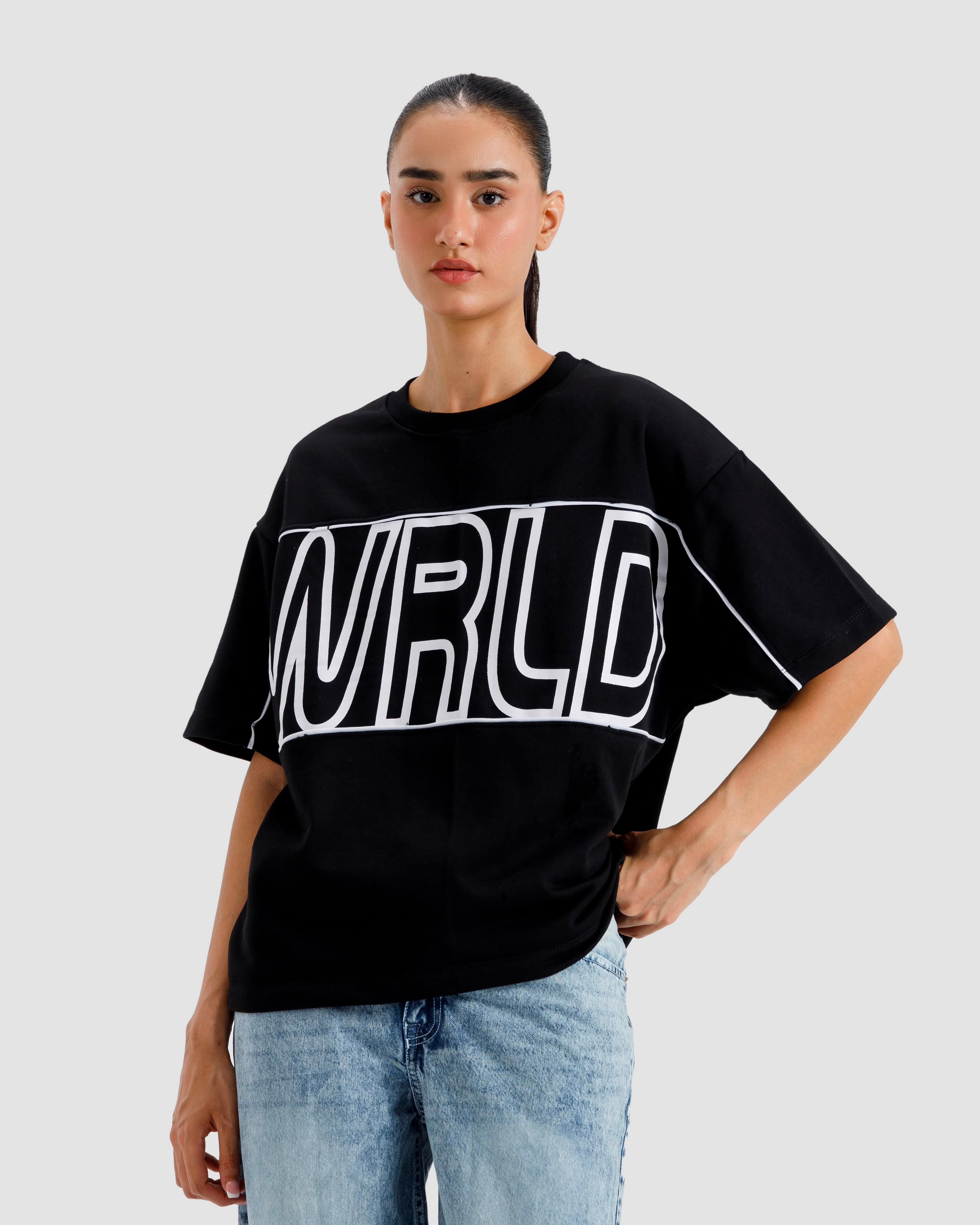 Boxy Printed Piping Tshirt