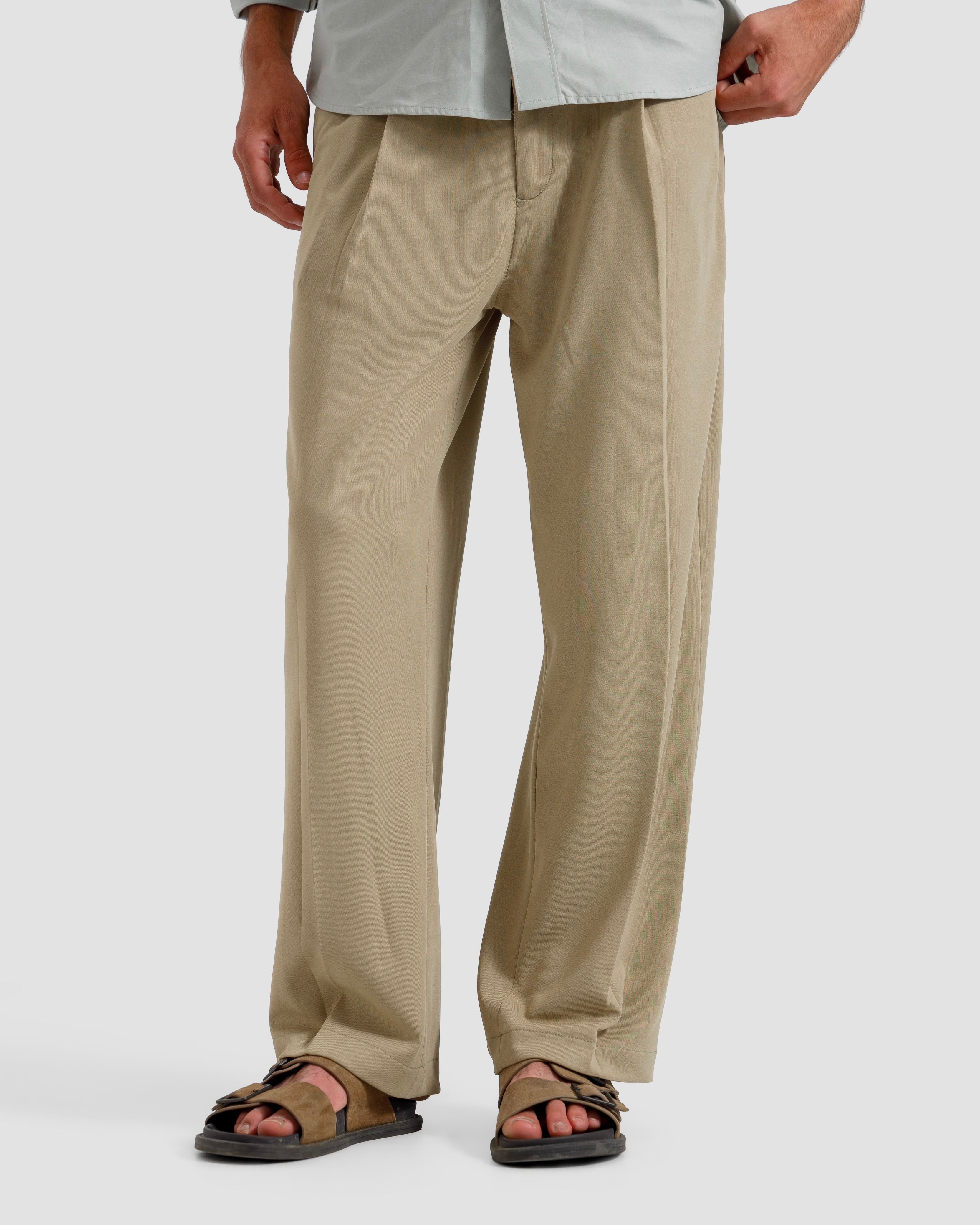 Straight Fit Tailored Pleated Pants