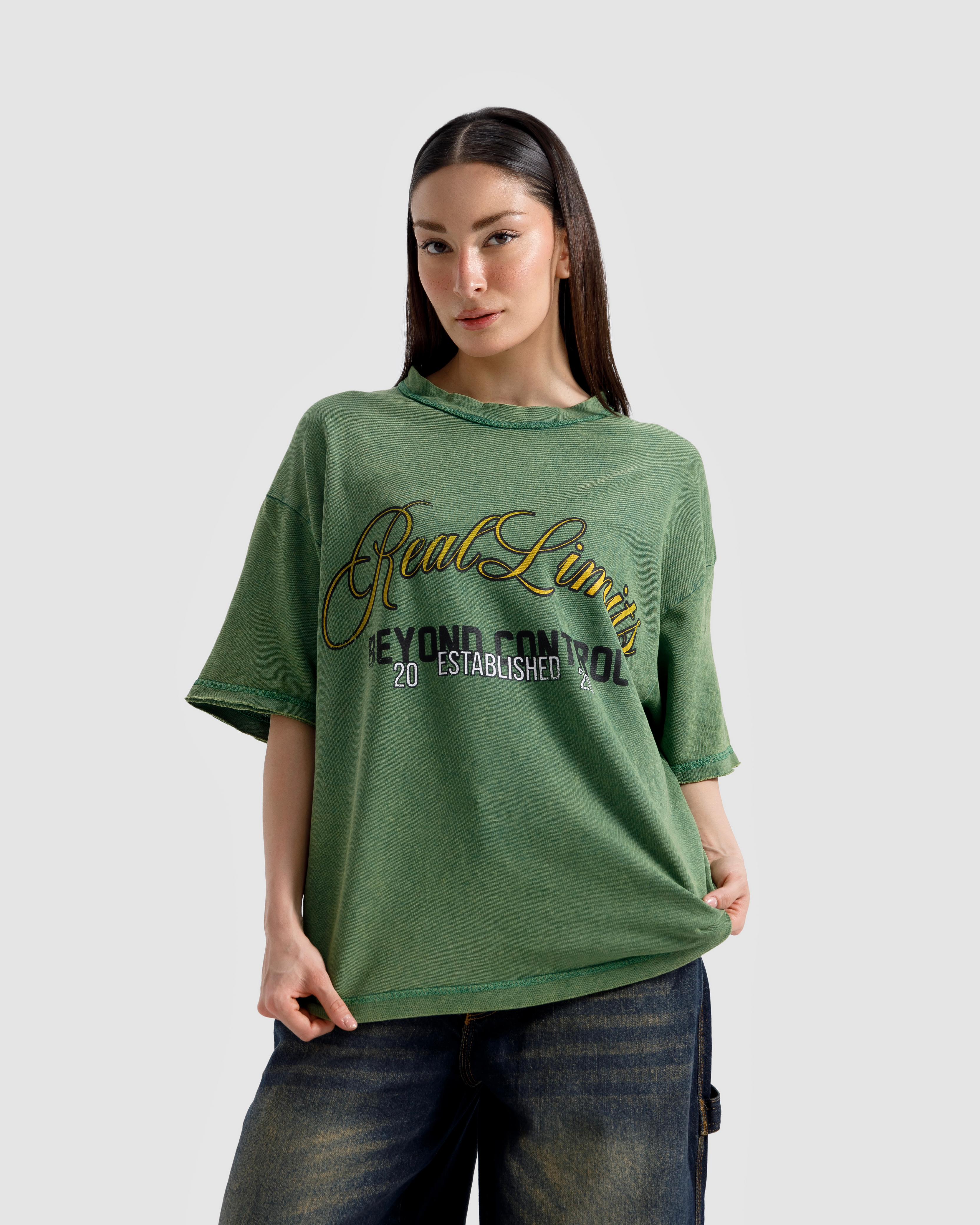 Washed Print Knit Tshirt